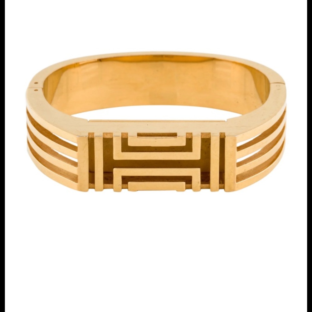 Gold Tory Burch x Fitbit flex hinged statement cuff bracelet